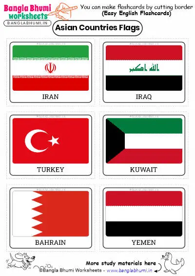 Asian Countries Flags Flashcards 2025 PDF Download