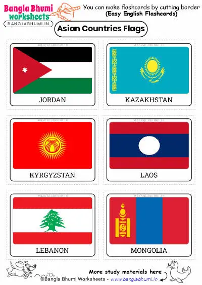 Asian Countries Flags Flashcards 2025 PDF Download