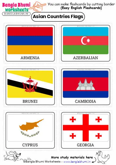Asian Countries Flags Flashcards 2025 PDF Download