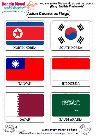 Free Asian Countries Flags Flashcards 2025 PDF Download