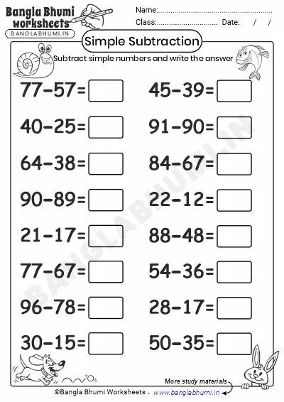 Free Simple Subtraction Worksheets 2025 PDF Download