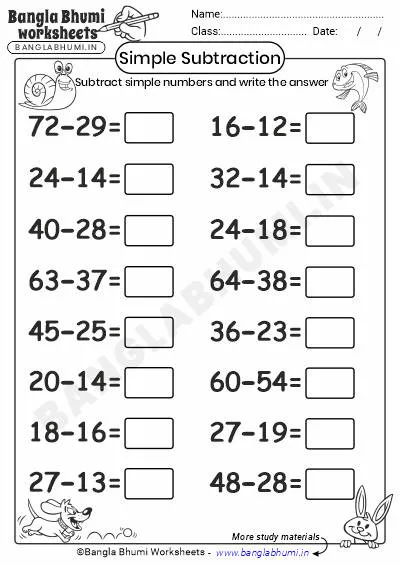 Free Simple Subtraction Worksheets 2025 Download PDF