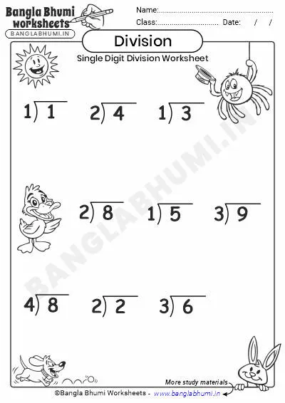 Free Single Digit Division Worksheets 2025 Download PDF