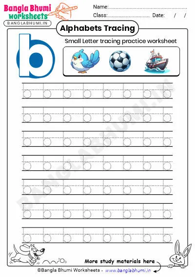 Free Small Letter b Tracing Worksheet