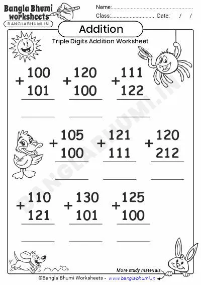 Free Triple Digits Addition Worksheets 2025 Download PDF