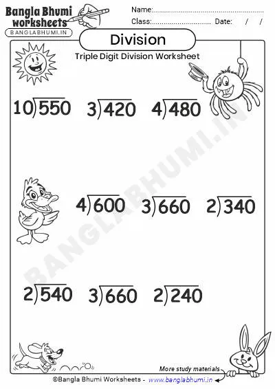 Free Triple-Digit Division Worksheet
