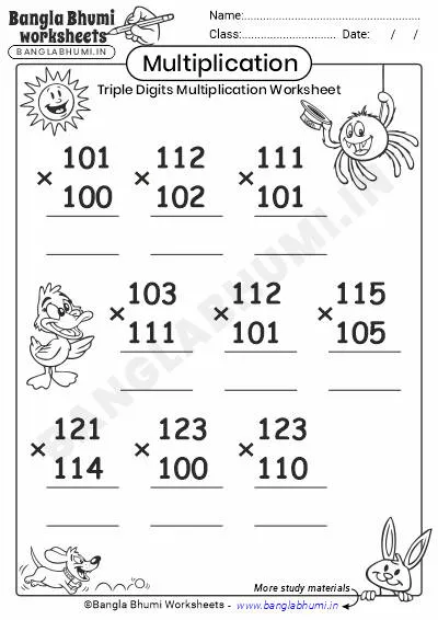 Free Triple Digits Multiplication Worksheets 2025 Download PDF