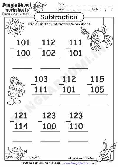 Free Triple Digits Subtraction Worksheets 2025 Download PDF
